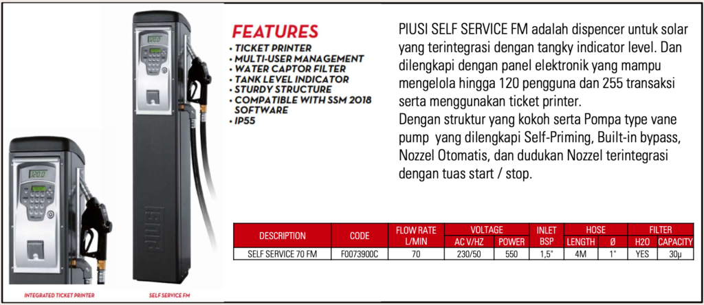 Main dealer PIUSI Indonesia - Self Service 70 FM