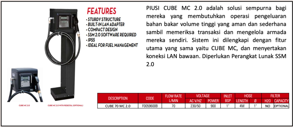 Main dealer PIUSI Indonesia - SSM 2.0 Cube 70 MC 2.0